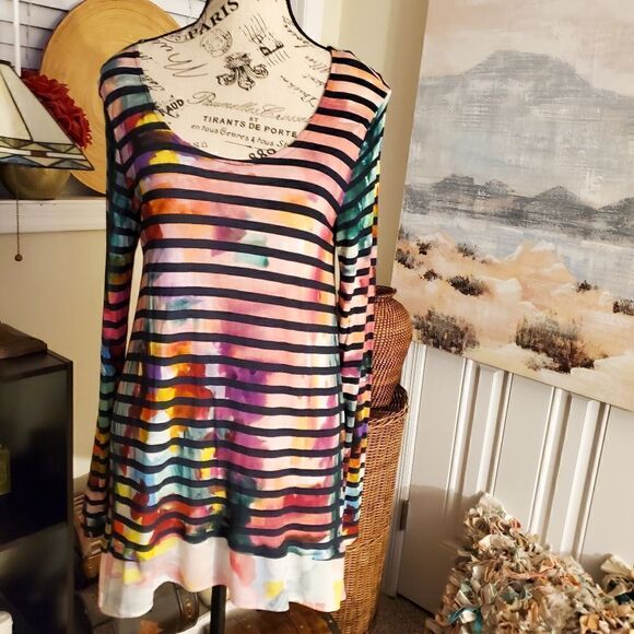 Desigual Striped Water Color Long Sleeve Tunic. - Picture 6 of 12